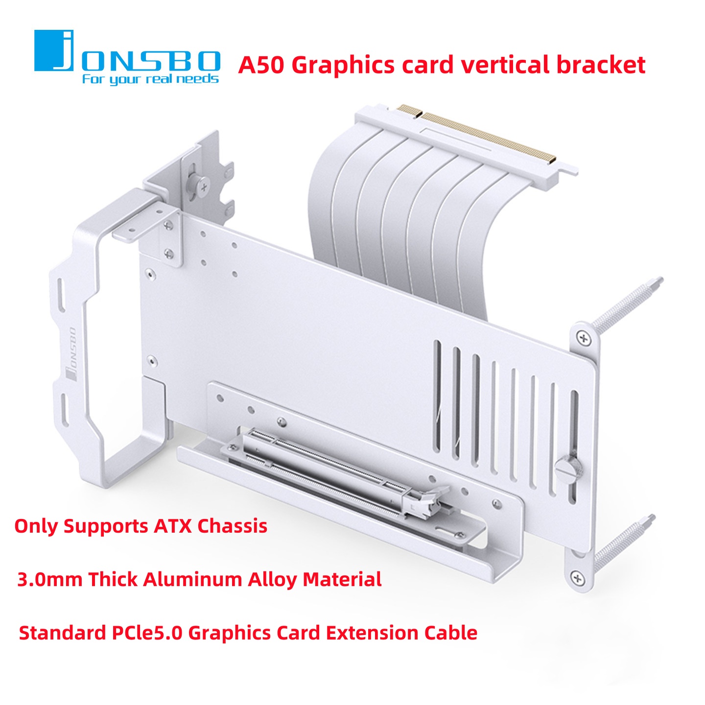 Atx Case - JONSBO A50 アルミ製GPU垂直マウントブラケットキット 標準175mm PCIe5.0 グラフィックカード延長ケーブル