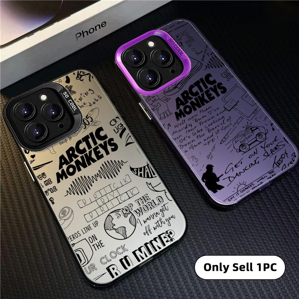 Matte Pc Case - A-Arctic Monkeysのバンドロゴ入り、カラフルなマット加工のレーザー加工オーロラデザインのiPhone 18、17、16、15、14、13、12、11 Pro Max、Air用スマホケース。