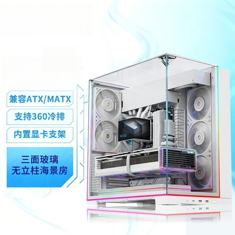 ホワイトパノラマトリプル強化ガラスPCケース、水槽型デスクト - Pc Chassis のレビューと価格